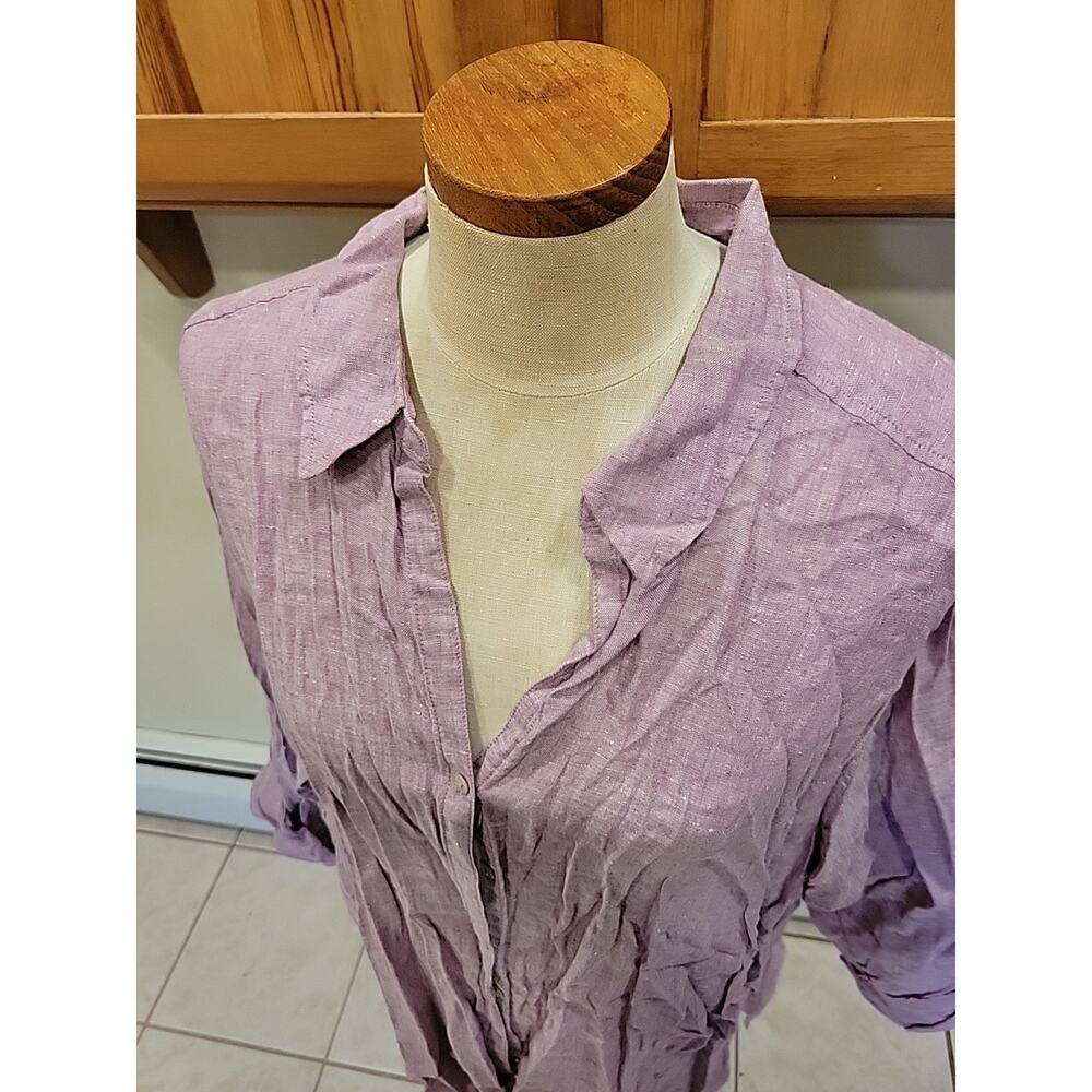 Sigrid Olsen 100% Linen Button Down Front Shirt 3X Purple Women plus size - Picture 5 of 9